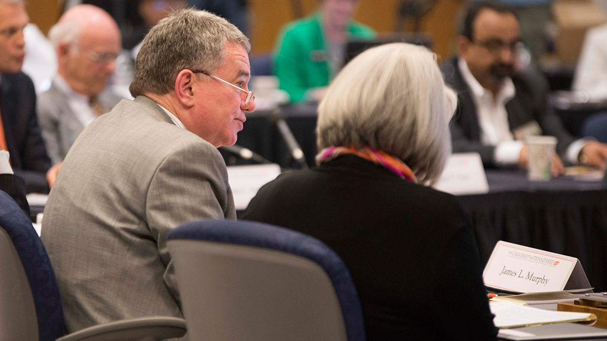 Trustee Jim Murphy and Counsel Catherine Mizell at the June 2015 Board of Trustees Meeting