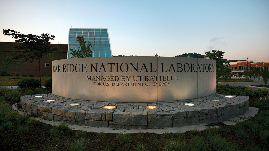 Signage at Oak Ridge National Laboratory: Managed by UT-Battelle for the U.S> Department of Energy