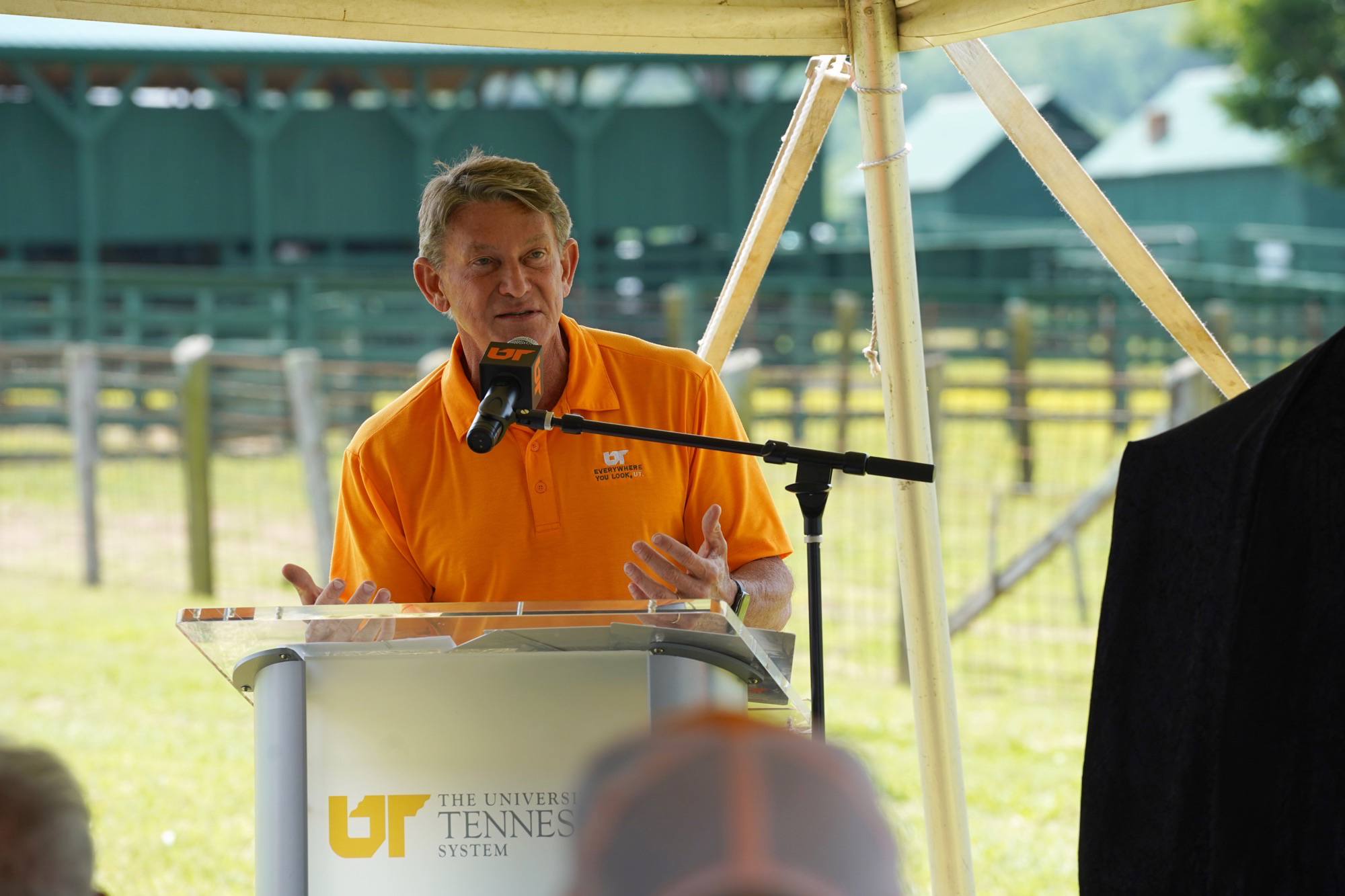 UT System President Randy Boyd speaking at the UT Mural dedication for Century Farm in White County.