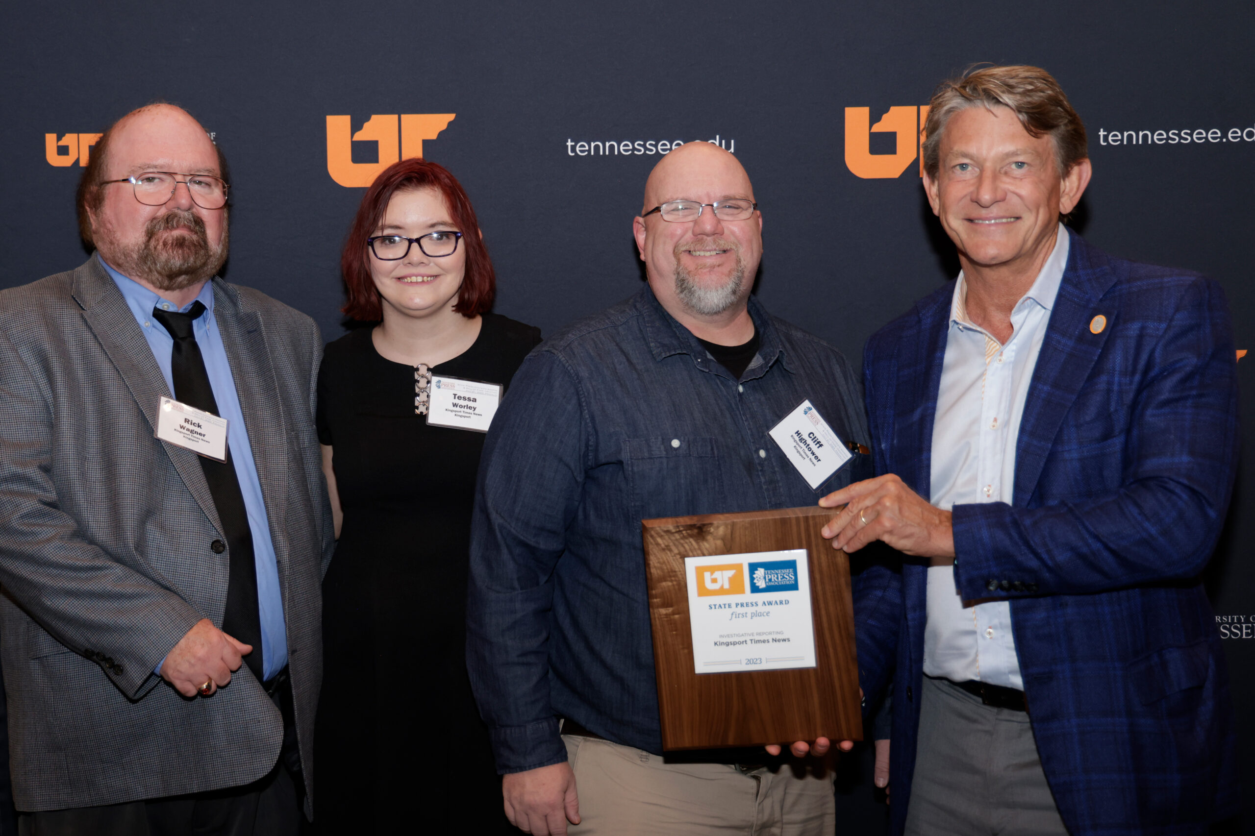 Members of the Kingsport Times News with UT System President Randy Boyd (far right).