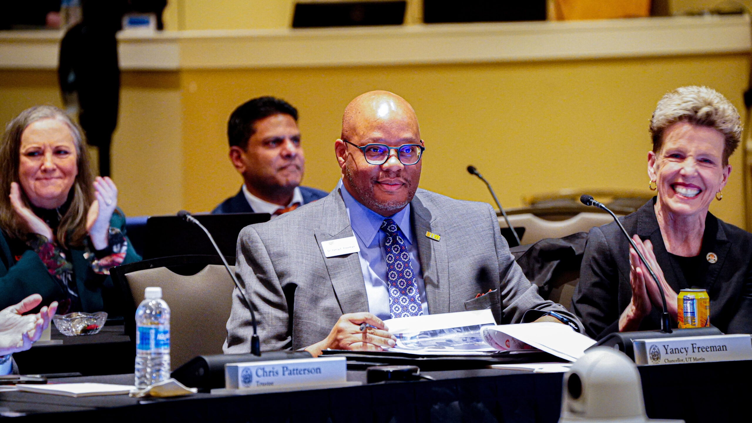 Chancellor Yancy Freeman attending the 2025 Winter UT Board of Trustees meeting